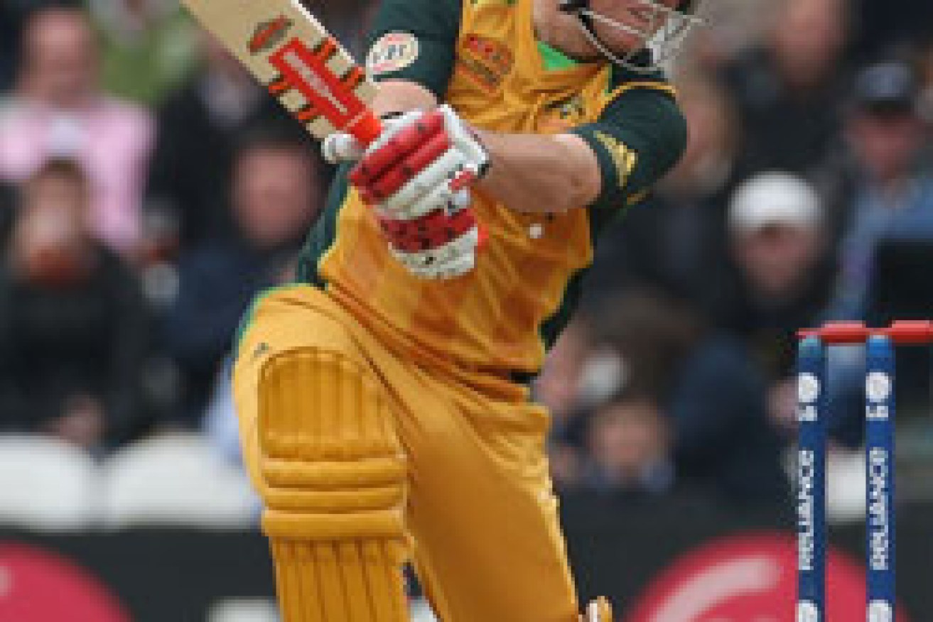 Warner in one of his early Twenty20 innings for Australia. Photo: Getty
