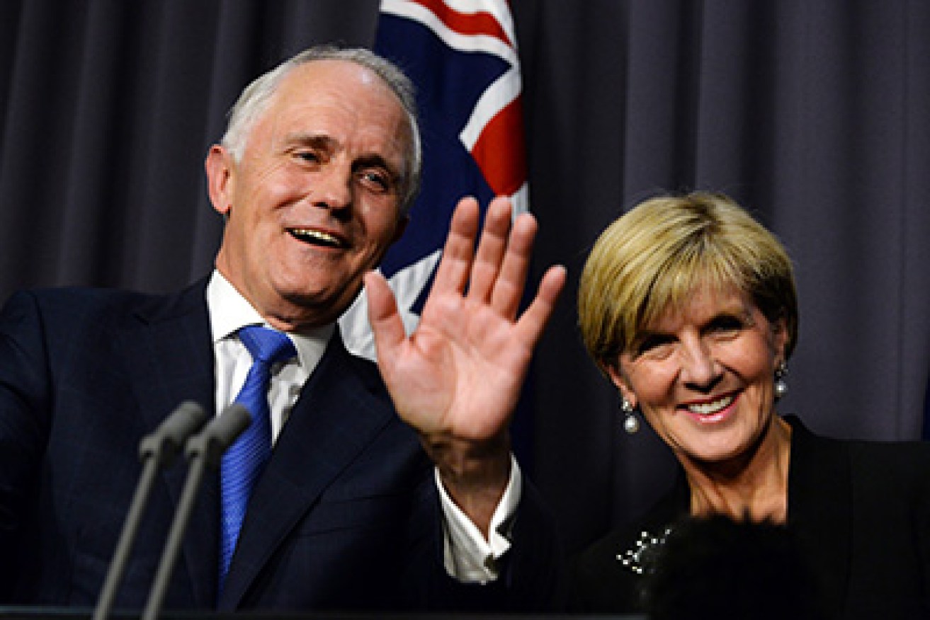 Still work to do: Malcolm Turnbull and Julie Bishop. 