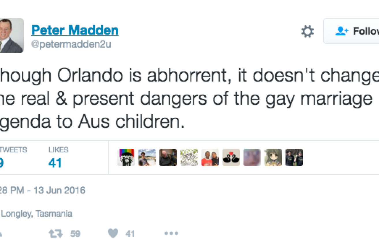 Peter Madden's offending tweet. Source: Twitter.