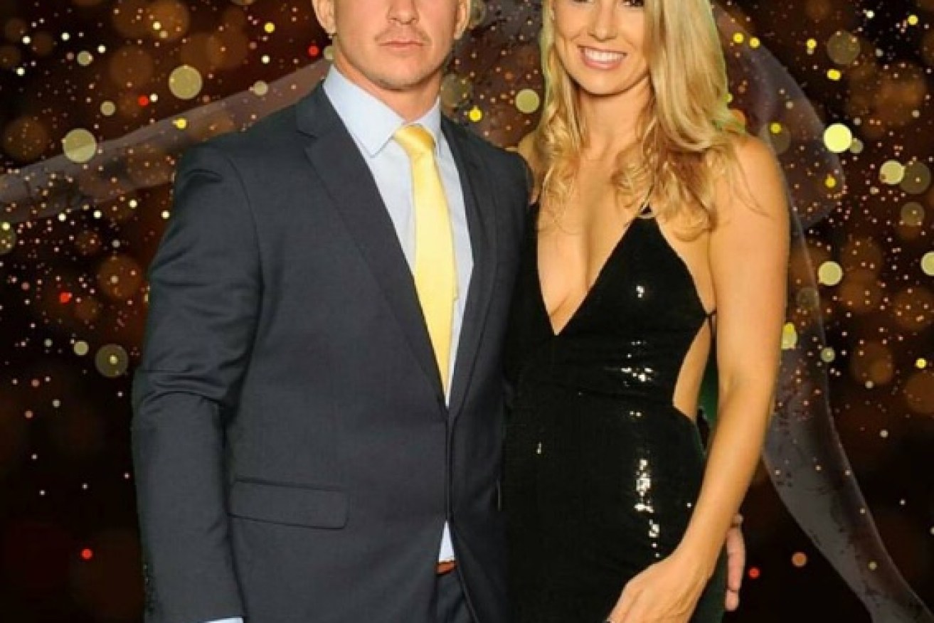 Greg Bird with wife Becky at the 2016 Titans ball. 