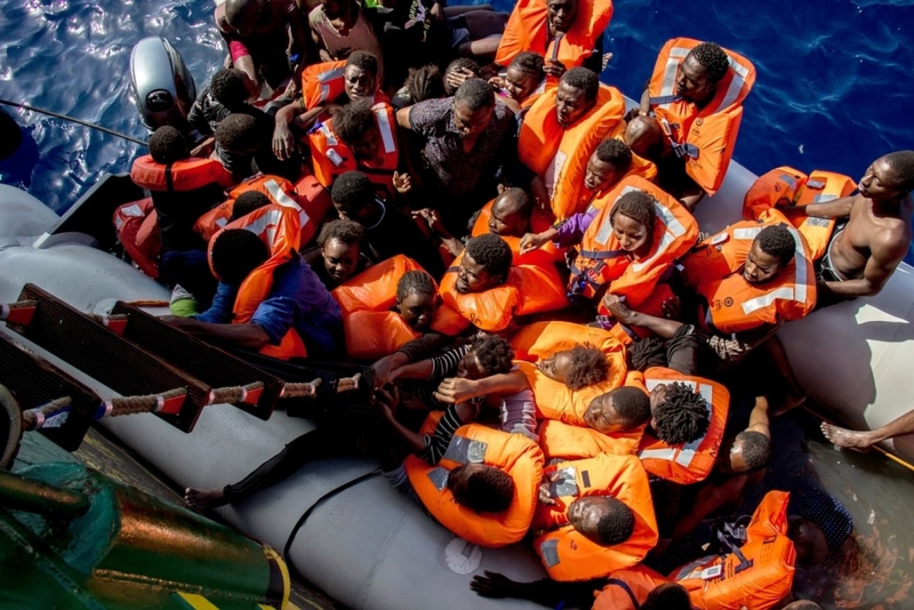 Rescued refugees aboard the Bourbon Argos ship during an operation coordinated by MSF.
