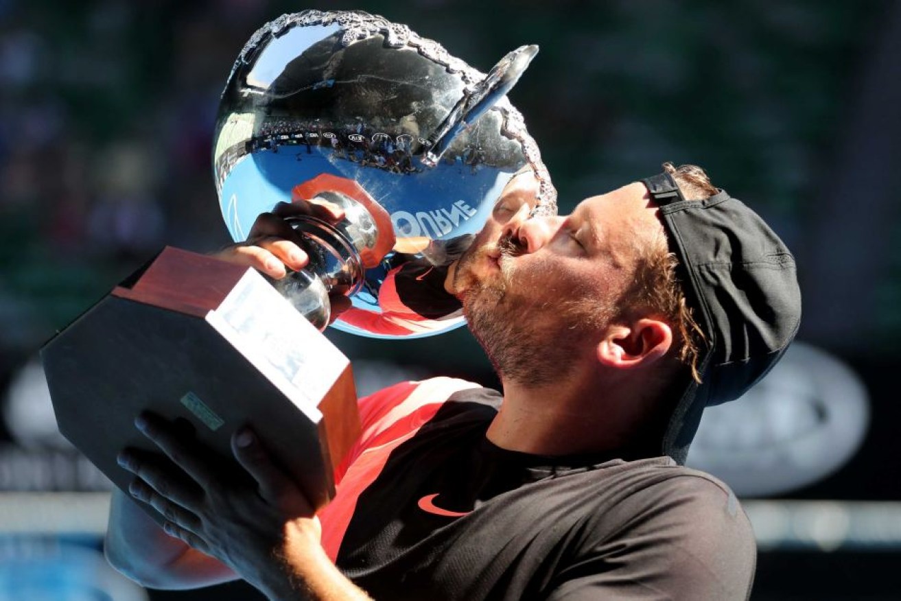 Dylan Alcott after winning the Quad Wheelchair Singles final match at the Australian Open last month.