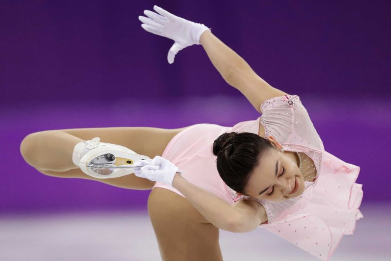 Kailani Craine performs during the women's short program figure skating at the Gangneung Ice Arena.