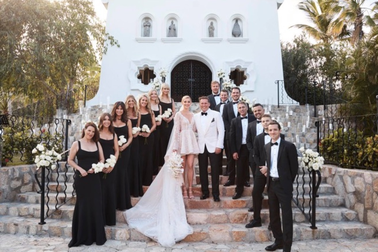 The bridal party at the wedding of Stefanovic and Jasmine Yarbrough in Mexico.