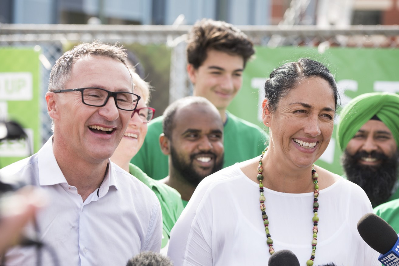 Greens candidate Alex Bhathal and federal Greens leader Richard Di Natale in happier times.