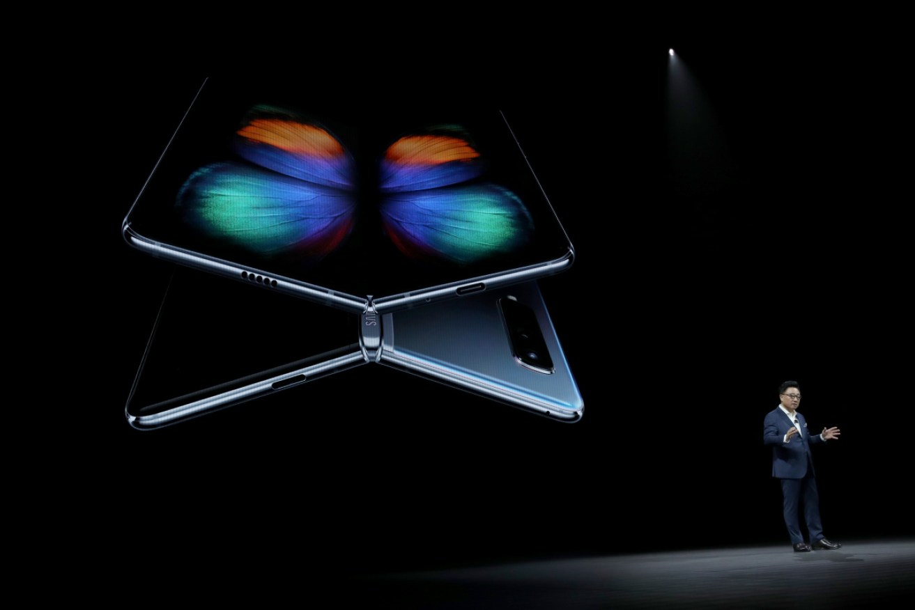 DJ Koh of Samsung Electronics, announces the new Samsung Galaxy Fold smartphone during at the Samsung Unpacked event. 