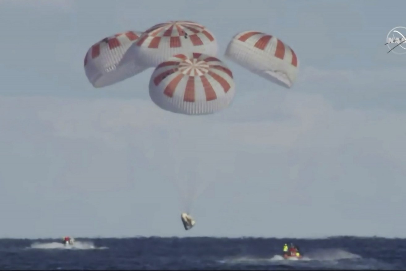 Mission accomplished. History made. SpaceX's Dragon capsule splashes down in the Atlantic Ocean from the ISS.
