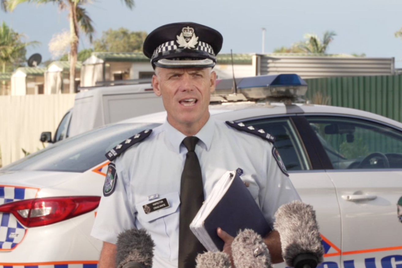 Inspector Craig White addresses the media at Deception Bay, north of Brisbane.