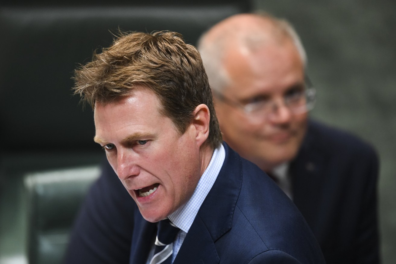 Scott Morrison, right, is seeking legal advice about the handling of Christian Porter. 