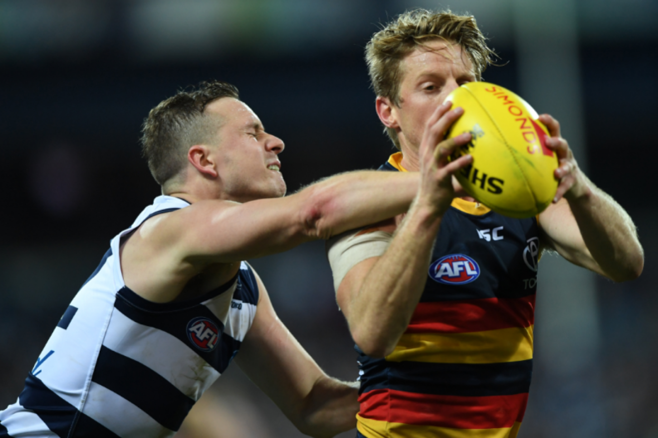 Rory Sloane of the Crows got the ball that time, but was Mitch Duncan's Cats who ended the night with four points.