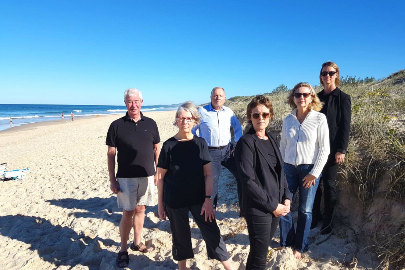 Fred Vernon, Vivien Griffin, Andre Van Zyl, Charlotte Wensley, Lynne Saunders and Maria Suarez are fighting against proposed flight paths over the Noosa region, from beach to hinterland. 