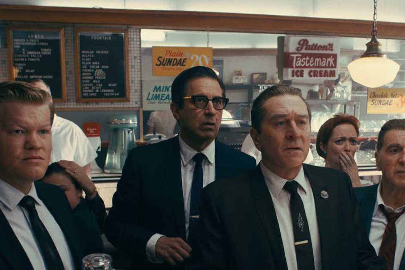 Jesse Plemons, Ray Romano, Robert De Niro and Al Pacino in Martin Scorsese's <i>The Irishman.</i>