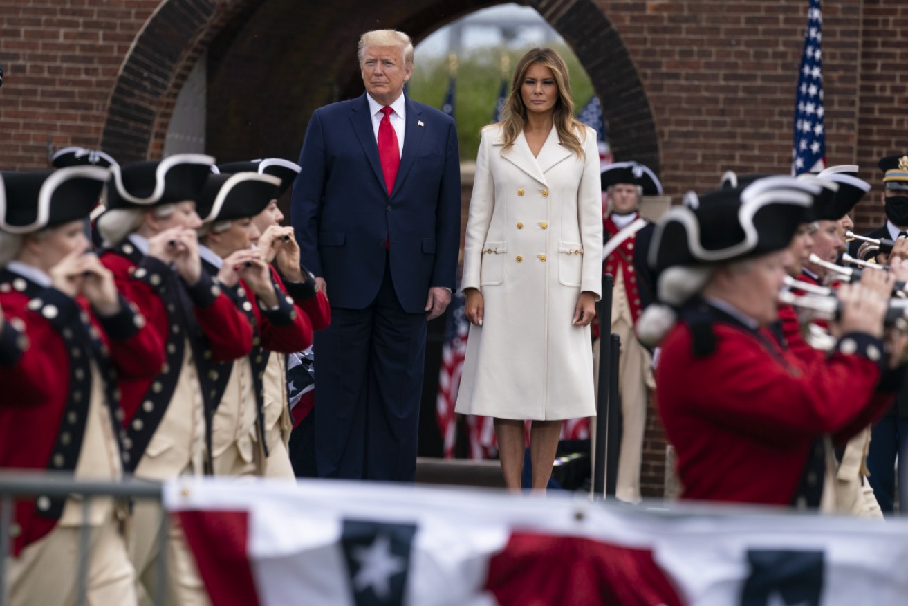 US President Donald Trump and first lady Melania at a Memorial Day ceremony at Fort McHenry National Monument and Historic Shrine.