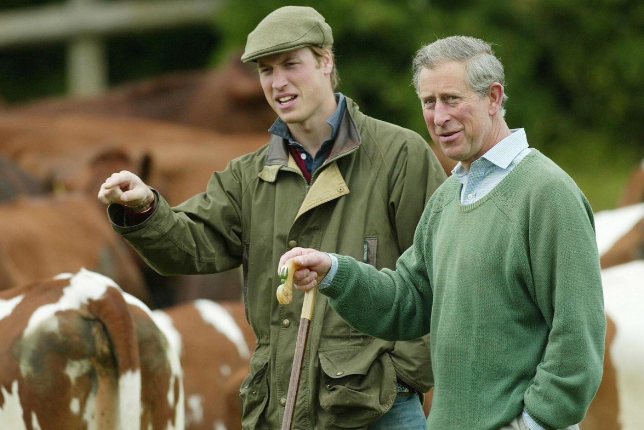 Prince William and Prince Charles at Home Farm, Gloucestershire in May 2004. 