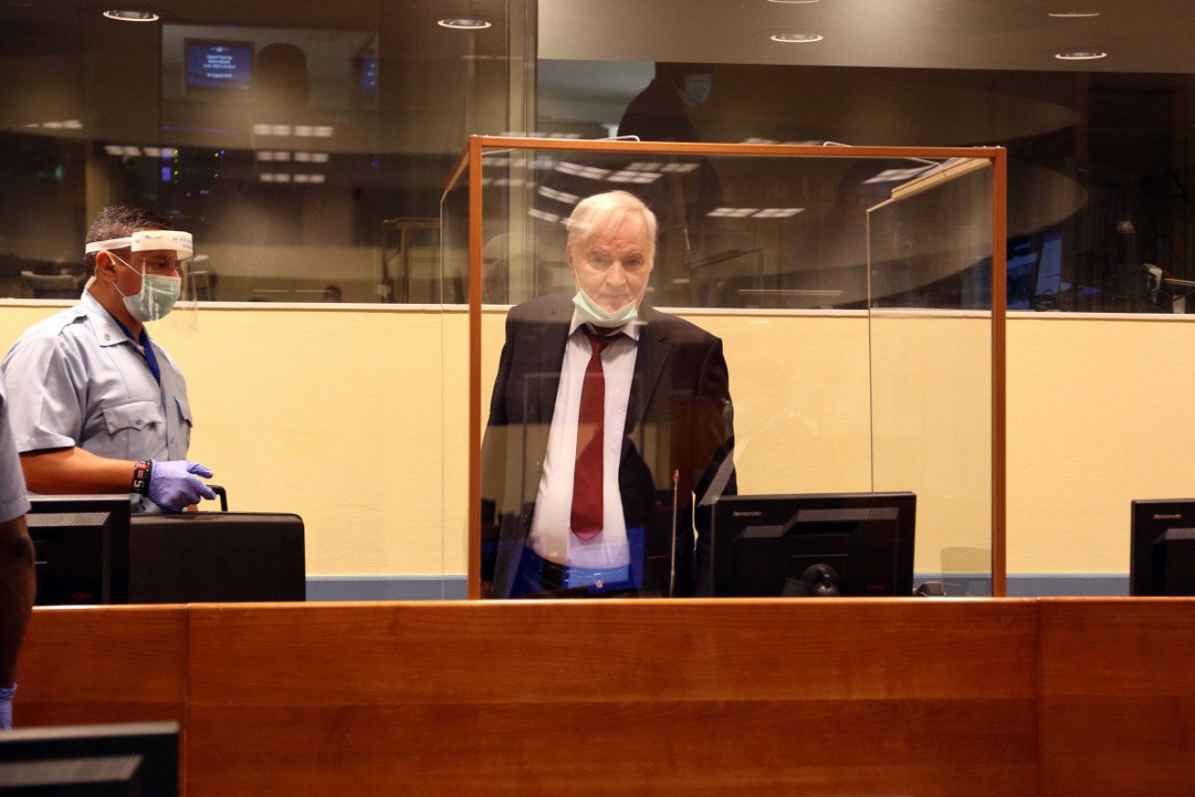Bosnian Serb former general Ratko Mladic arrives for his appeal at the UN tribunal in The Hague, the Netherlands.

