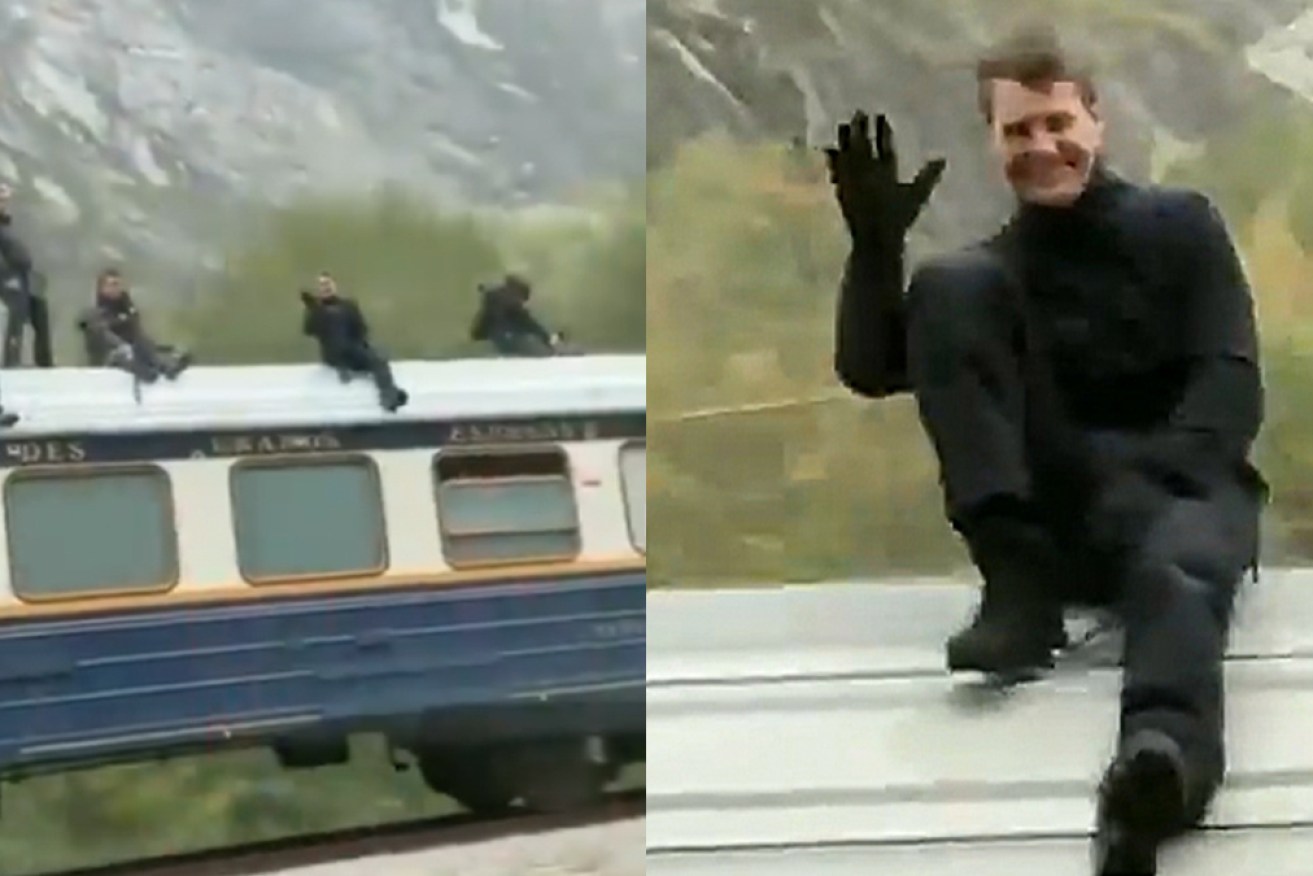 No stranger to doing his own stunts, Cruise's latest scene is  on the roof of a fast-moving train in Norway.