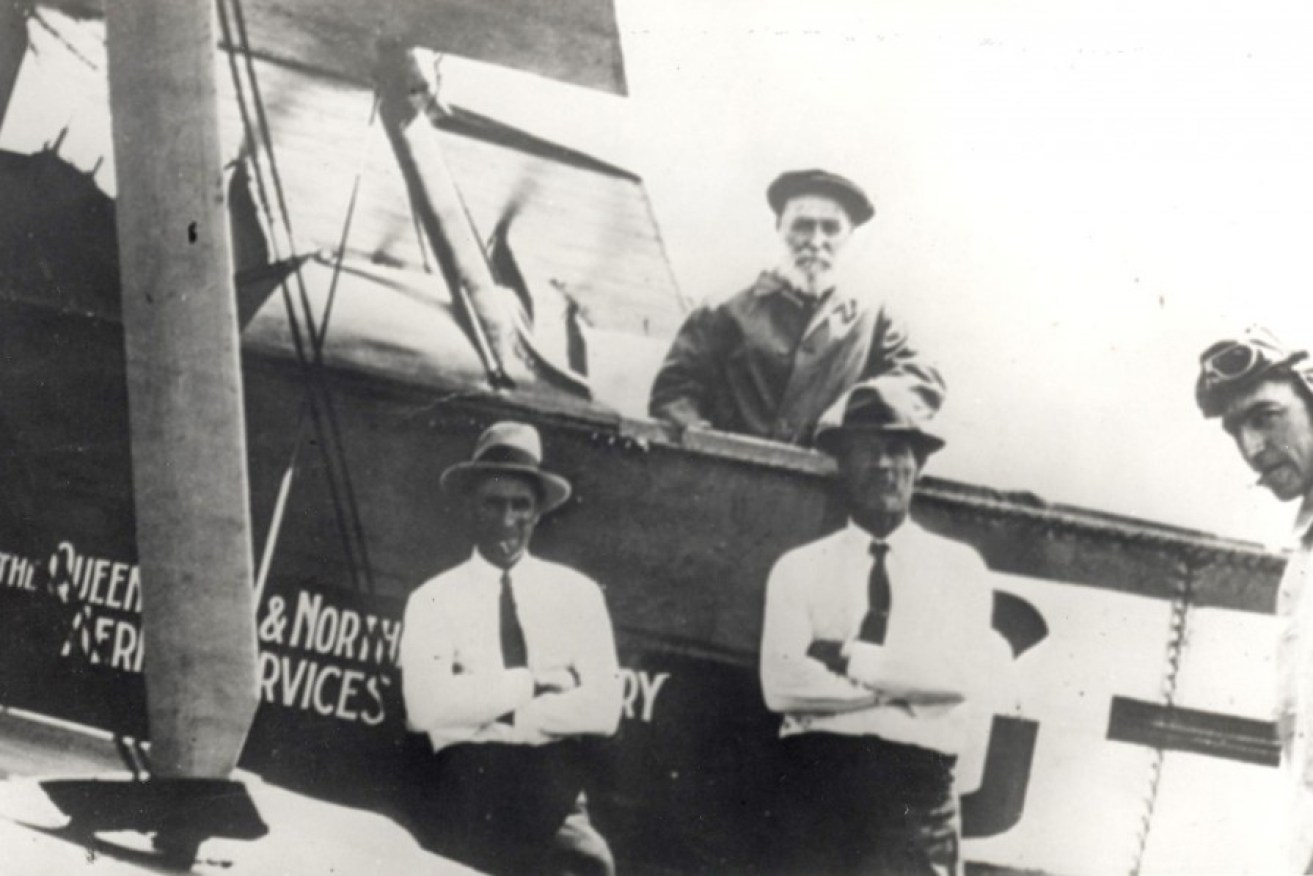 Qantas’ first passenger, Alexander Kennedy, at Longreach, Queensland, on November 2, 1922. 