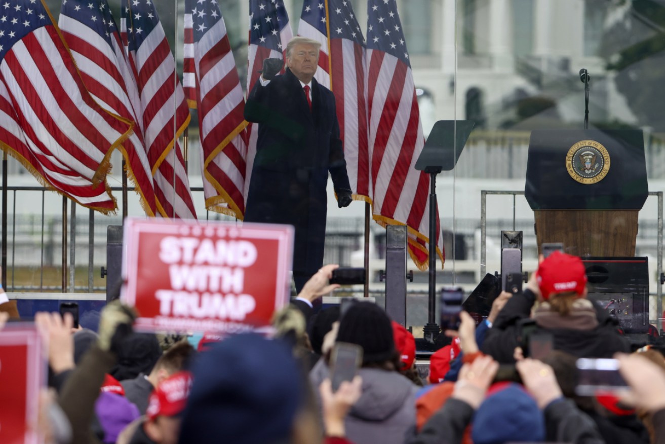 President Donald Trump speaks at 'Stop the Steal' Rally on January 6, 2021. His supporters stormed the US Capitol in the hours after the rally.