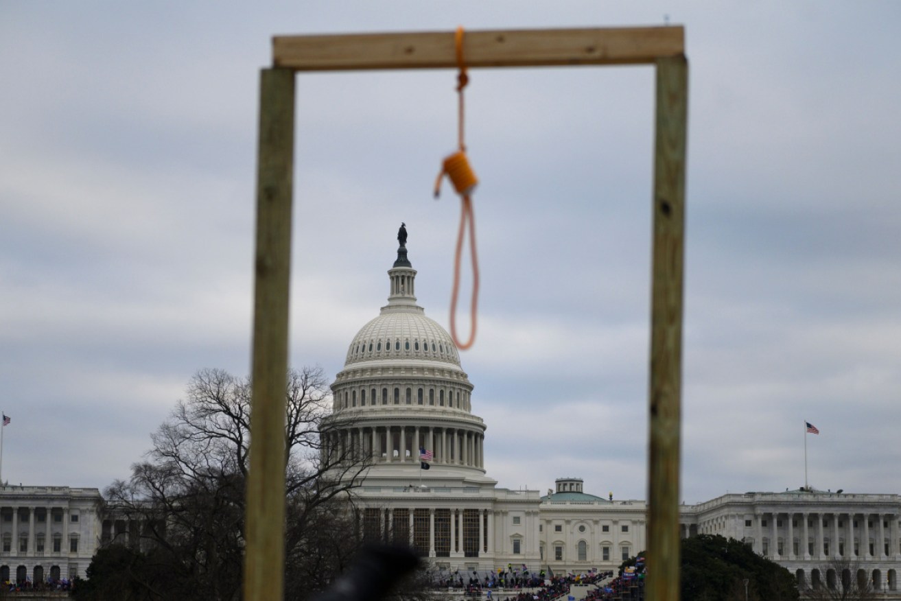 Rioters set up a gallows outside the Capitol, and went hunting for then vice-president Mike Pence.