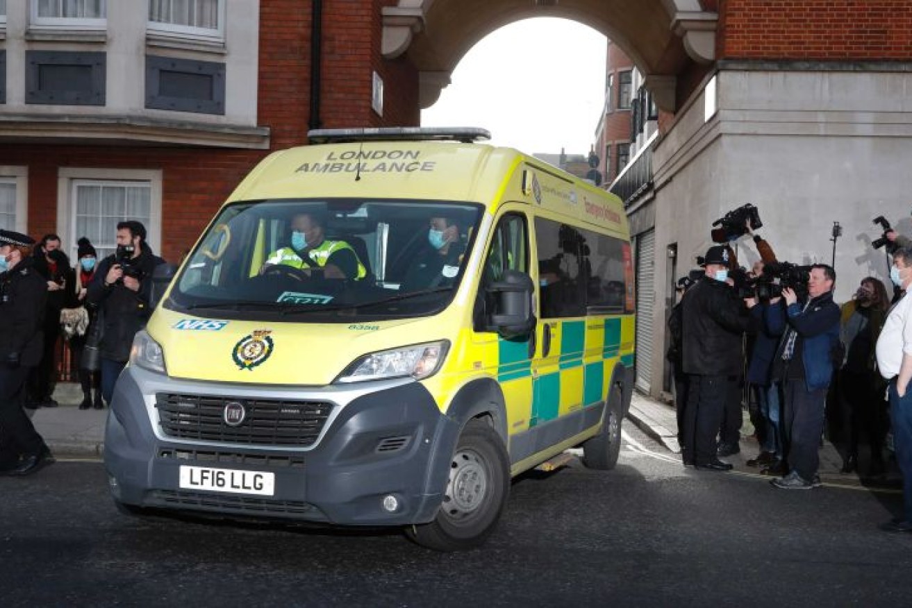 An ambulance carrying the Duke was seen leaving King Edward VII hospital in London on Monday morning.