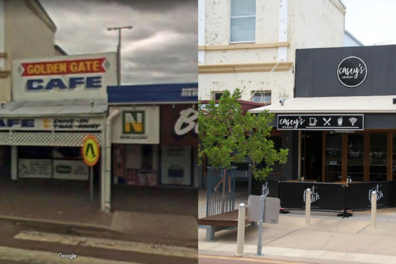 Casey Owen says Street View shows the Golden Gate cafe (left) in 2008 instead of her cafe (right).