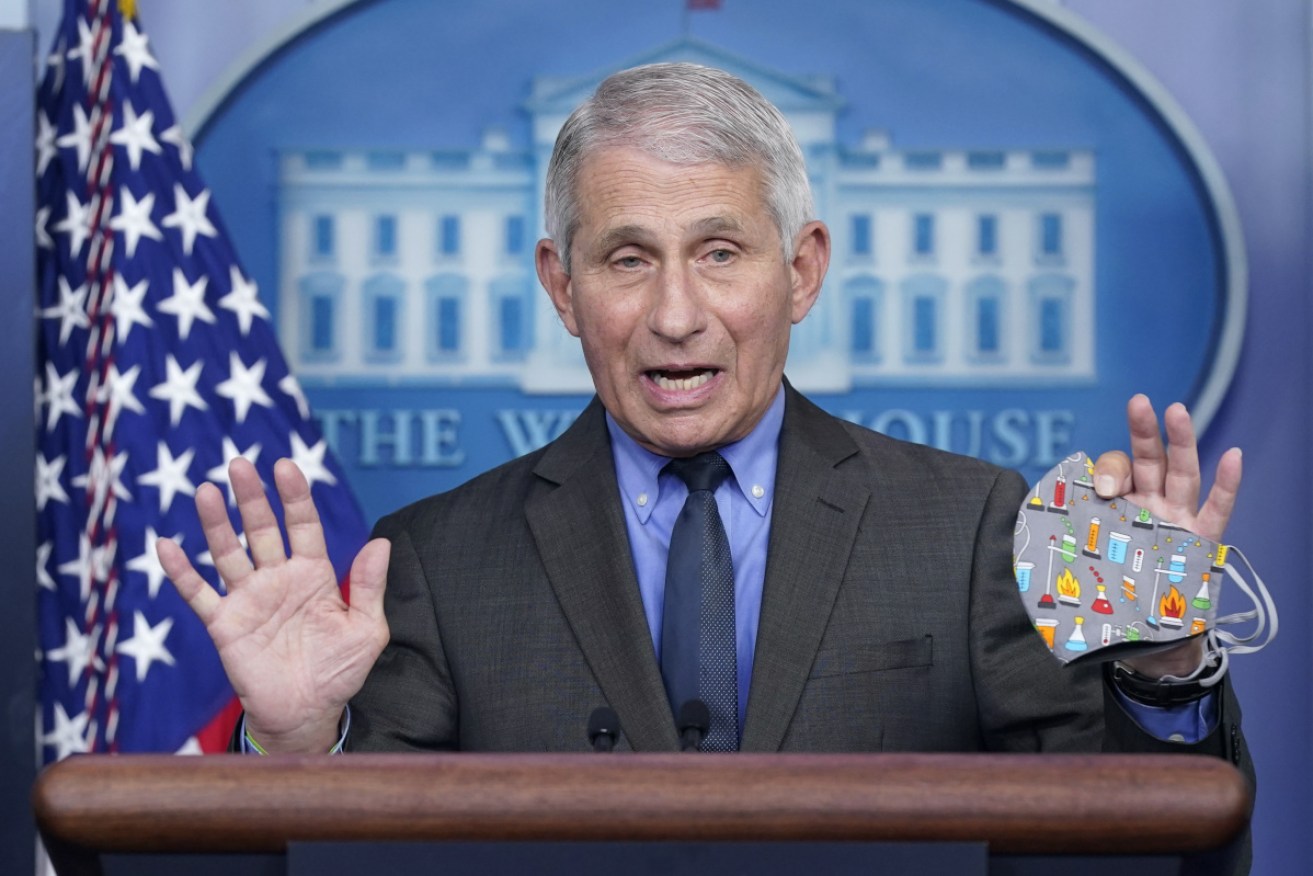 Dr Anthony Fauci, director of the National Institute of Allergy and Infectious Diseases, speaks at the White House on Tuesday.