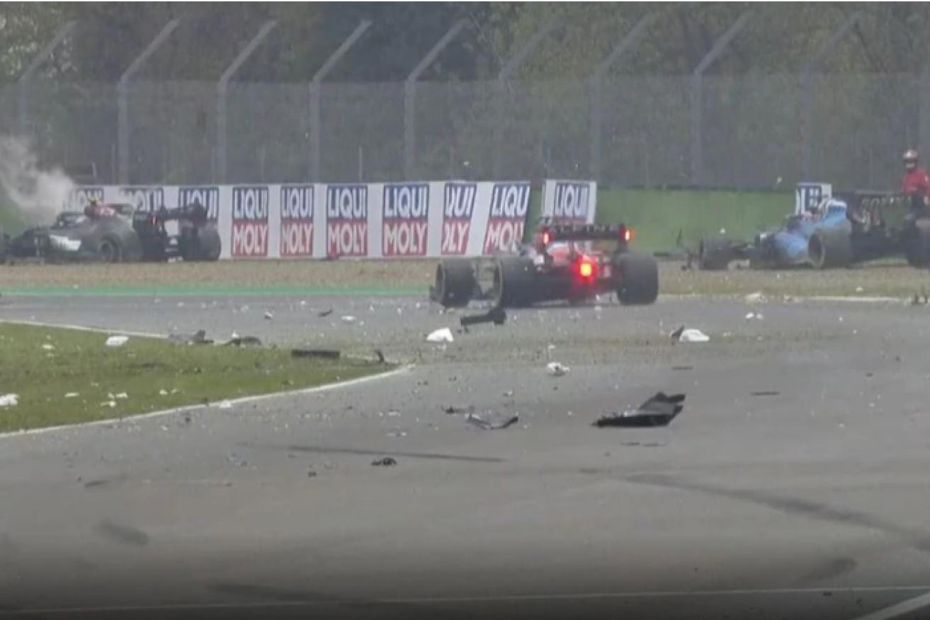Debris from the incident between George Russell and Valtteri Bottas caused the race to be red-flagged. 
