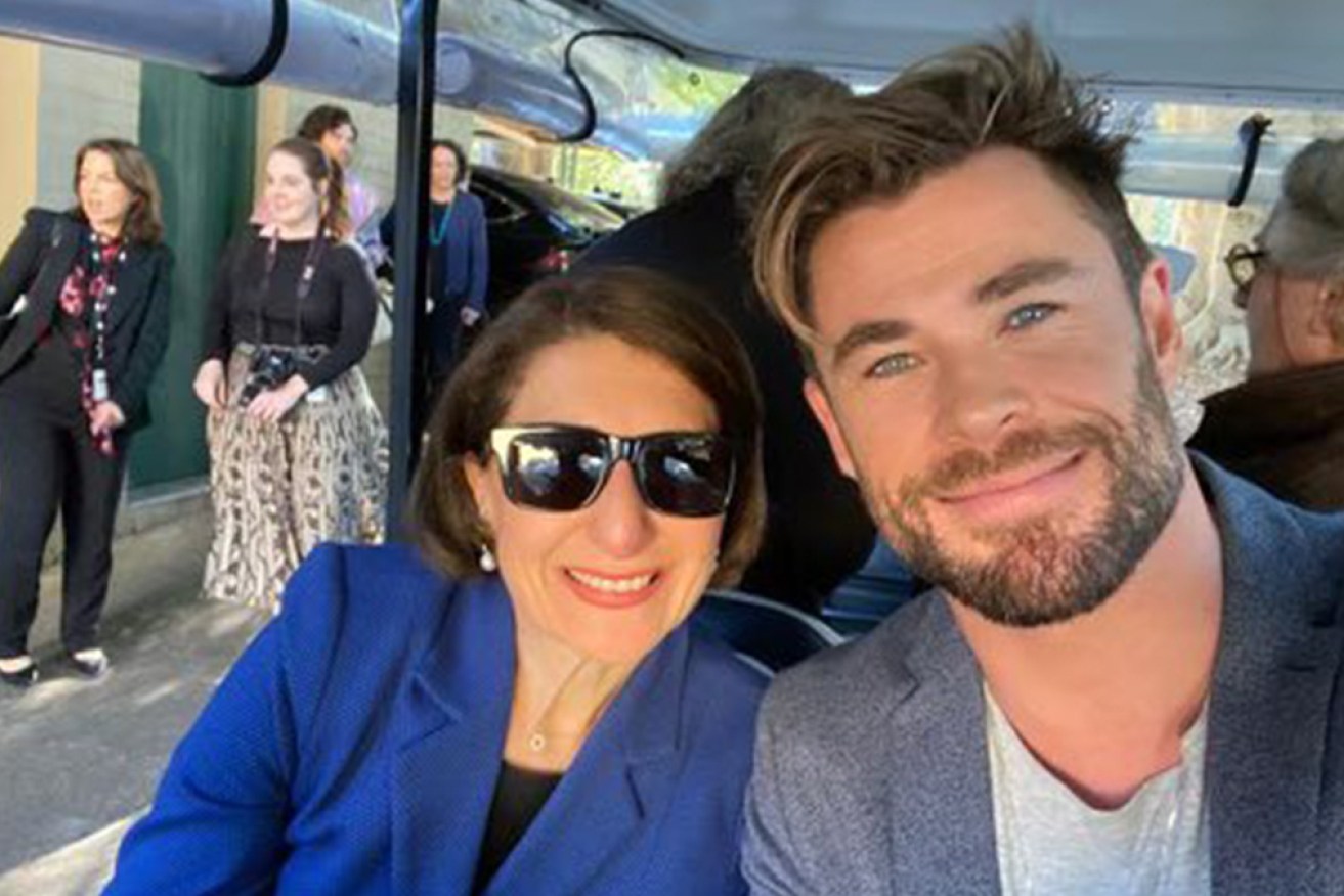 NSW Premier Gladys Berejiklian posted a photo with Hemsworth. 