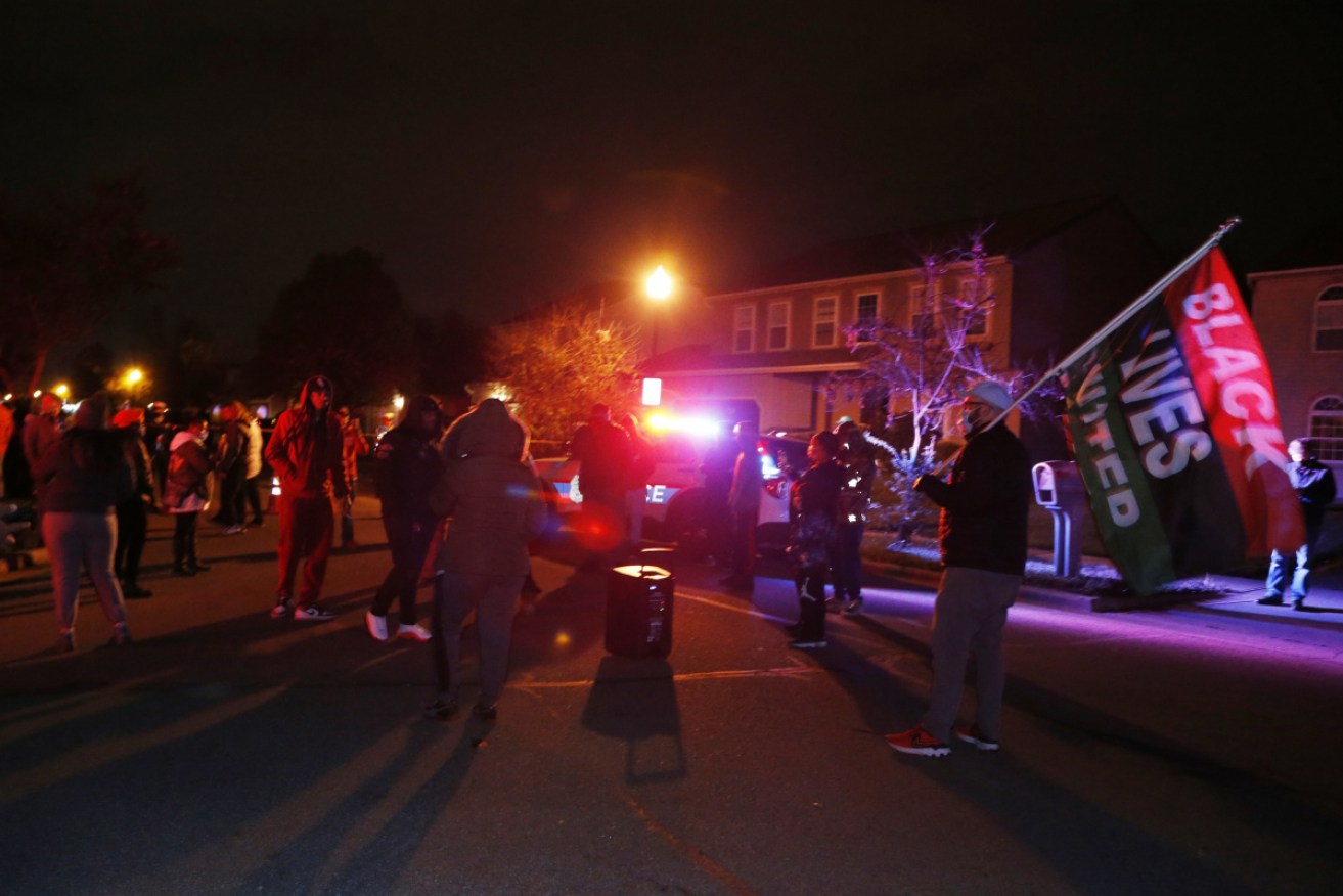 Protesters gathered at the scene where police shot dead a teenage girl in Columbus, Ohio.