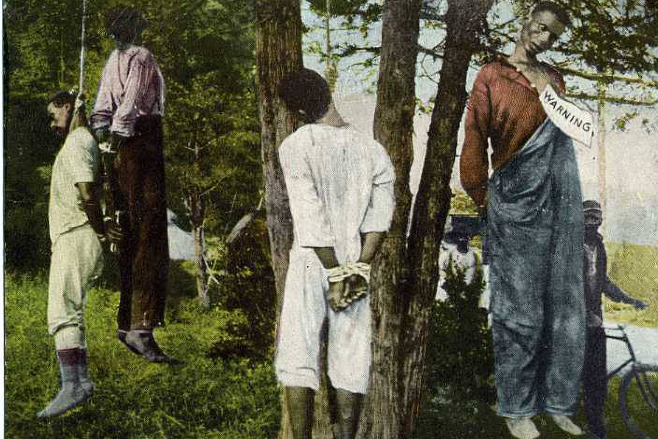 Lynchings were so much part of the Old South that they figured in postcards, like this example from 1908.