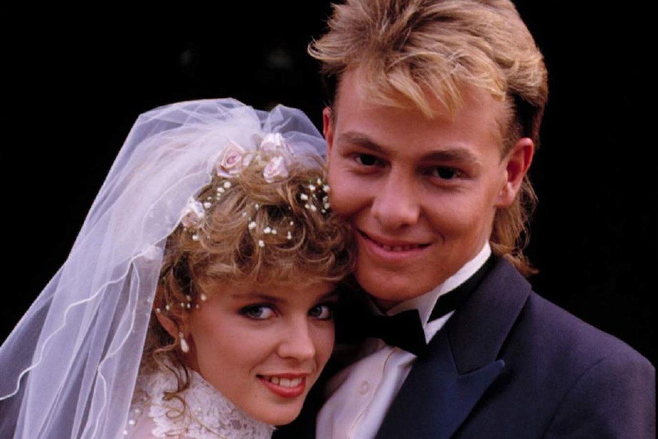 Kylie Minogue and Jason Donovan on their <i>Neighbours</i> wedding day.