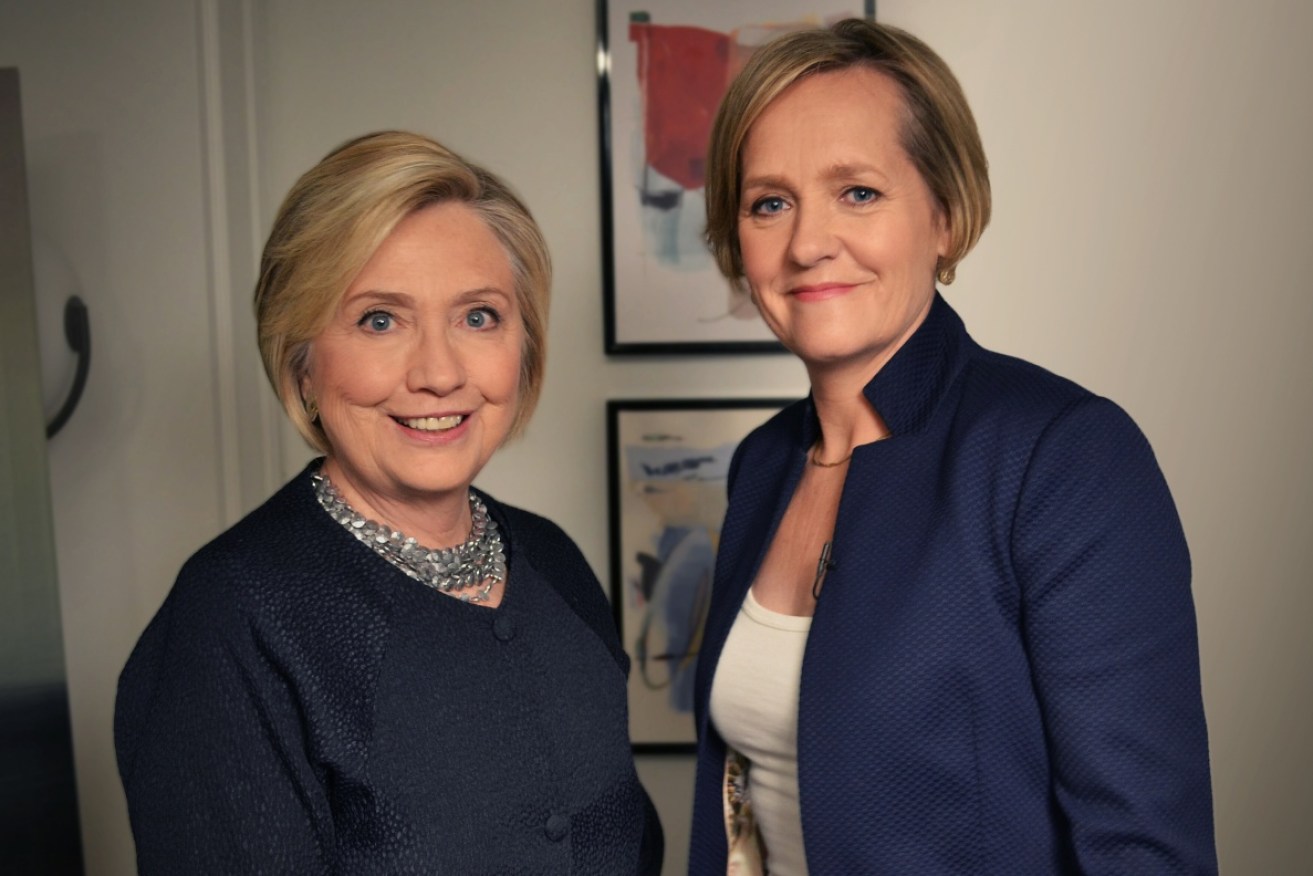 Ferguson (right) with Hillary Clinton after an interview in 2017.