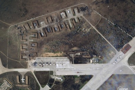 Images show devastation at Crimea air base