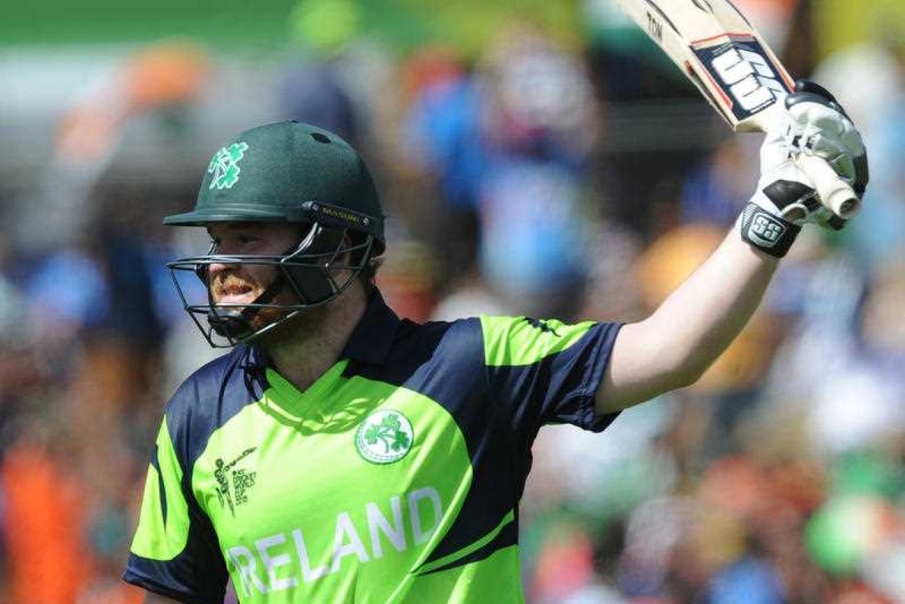 Paul Stirling has belted Ireland to victory over West Indies and into the T20 World Cup Super 12.