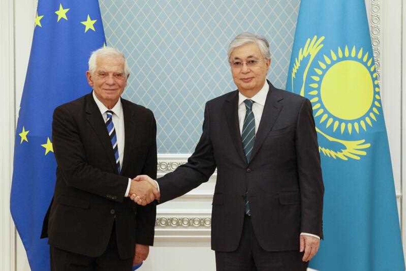 Kazakh President Kassym-Jomart Tokayev [right], a former diplomat, came to power in 2019.