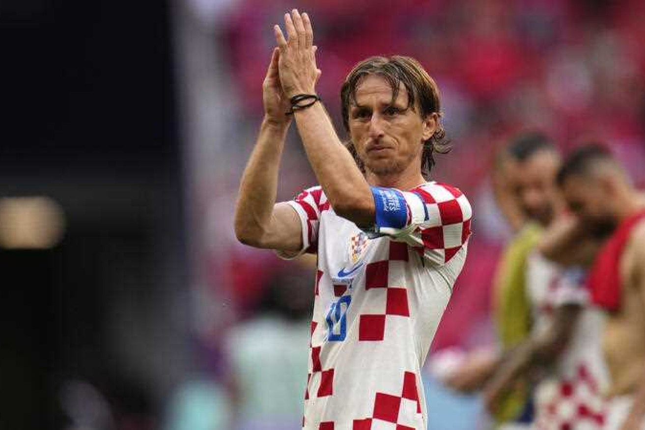 Luka Modric acknowledges Croatia's fans after the side's disappointing draw with Morocco.
