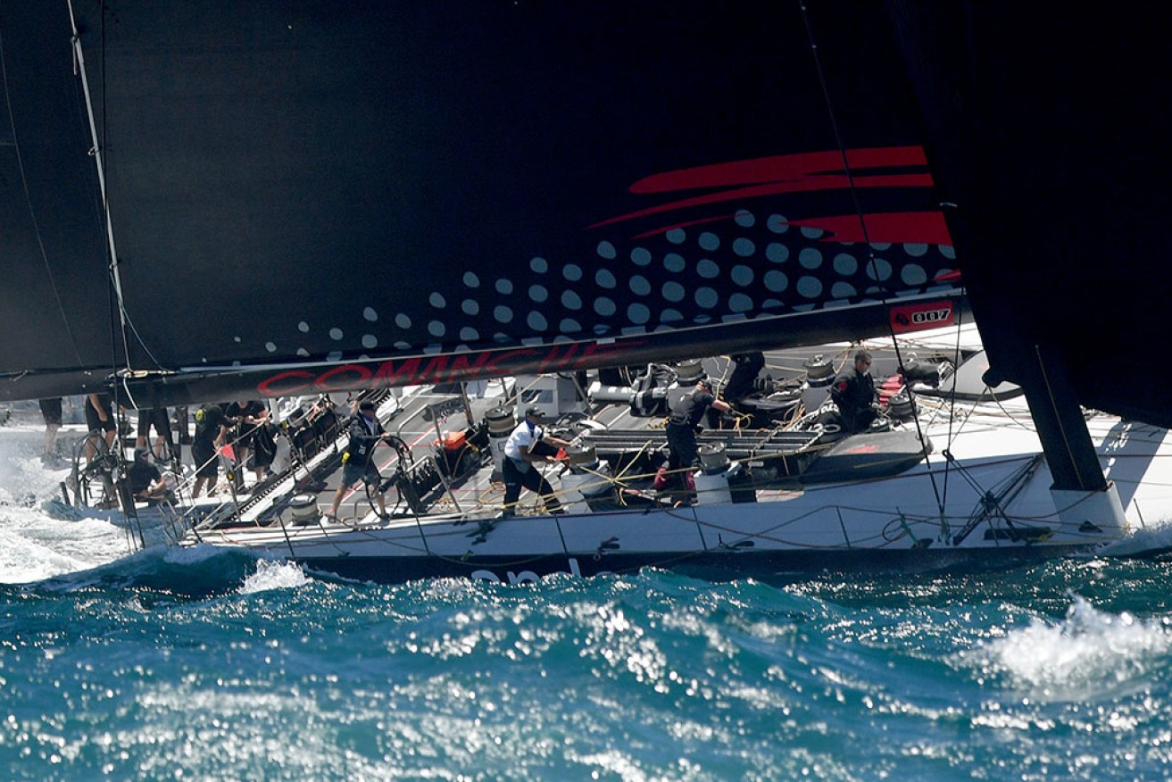 Line honours favourite Andoo Comanche is the early leader in the Sydney to Hobart race. 