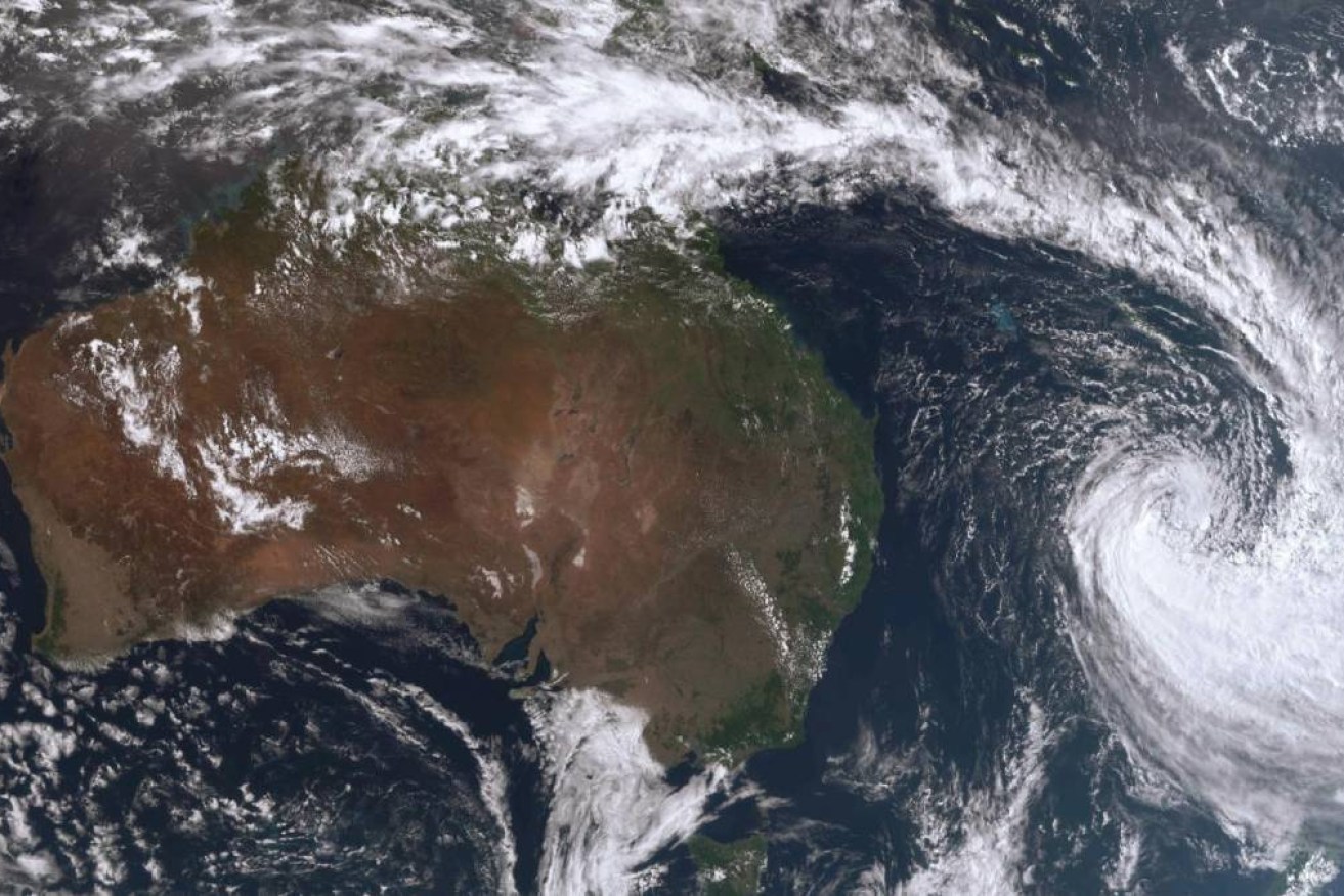 Cyclone "Gabrielle" west-northwest of Norfolk Island in the Coral Sea at 04:30pm AEDT on Saturday