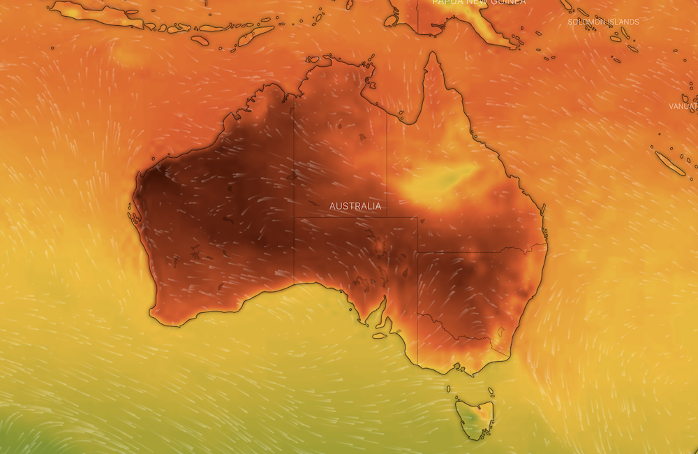 Pictured is the heatwave conditions across AUstralia people shoudl expect