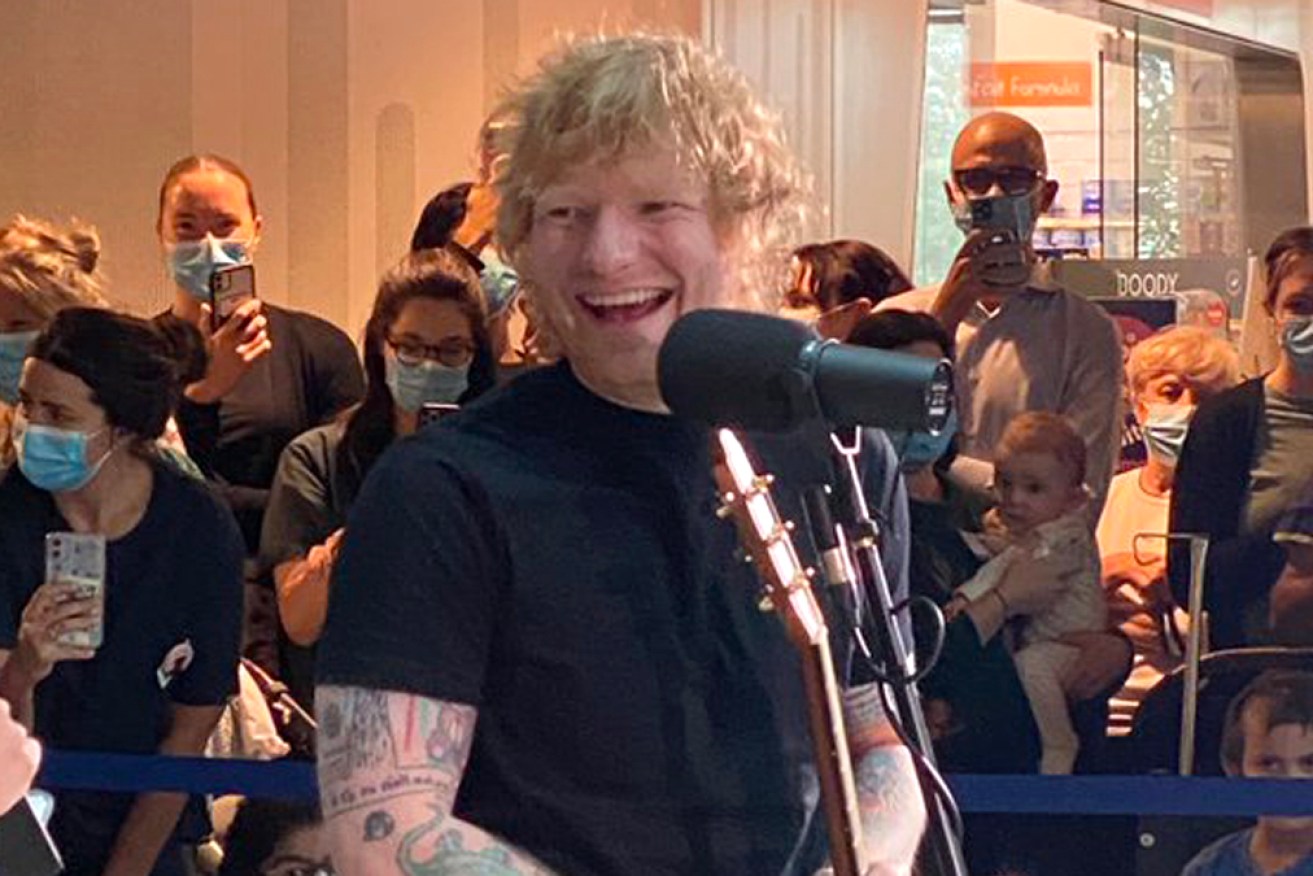Sheeran at Melbourne's Royal Children's Hospital on Tuesday.