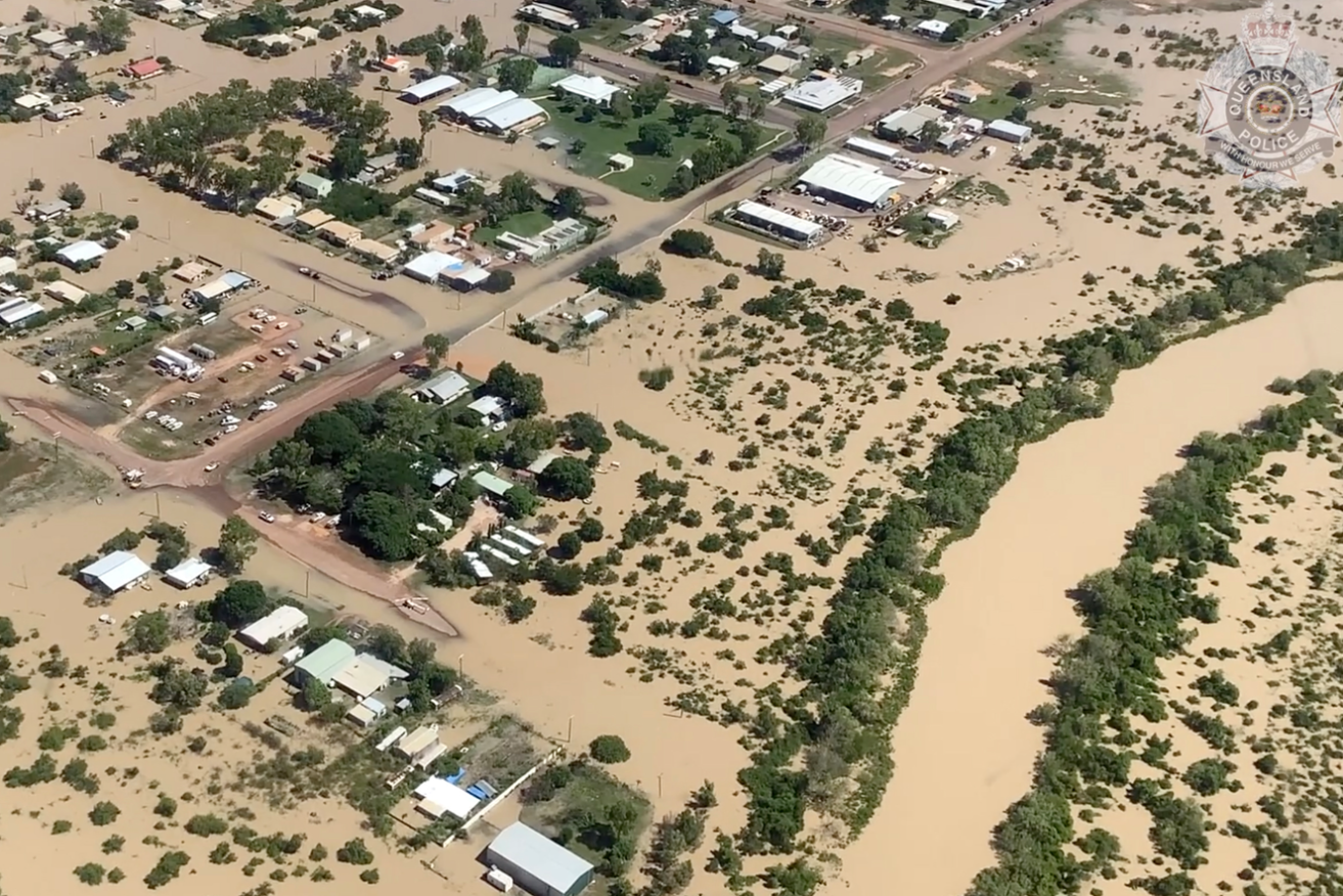 Inundated by the swollen Albert River, almost all of Burketown is under water. <i>Photo: AAP</i>