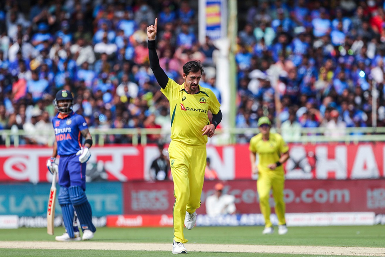 Mitchell Starc's ninth ODI five-for helped rout India for 117 to set up a 10-wicket Australian win.