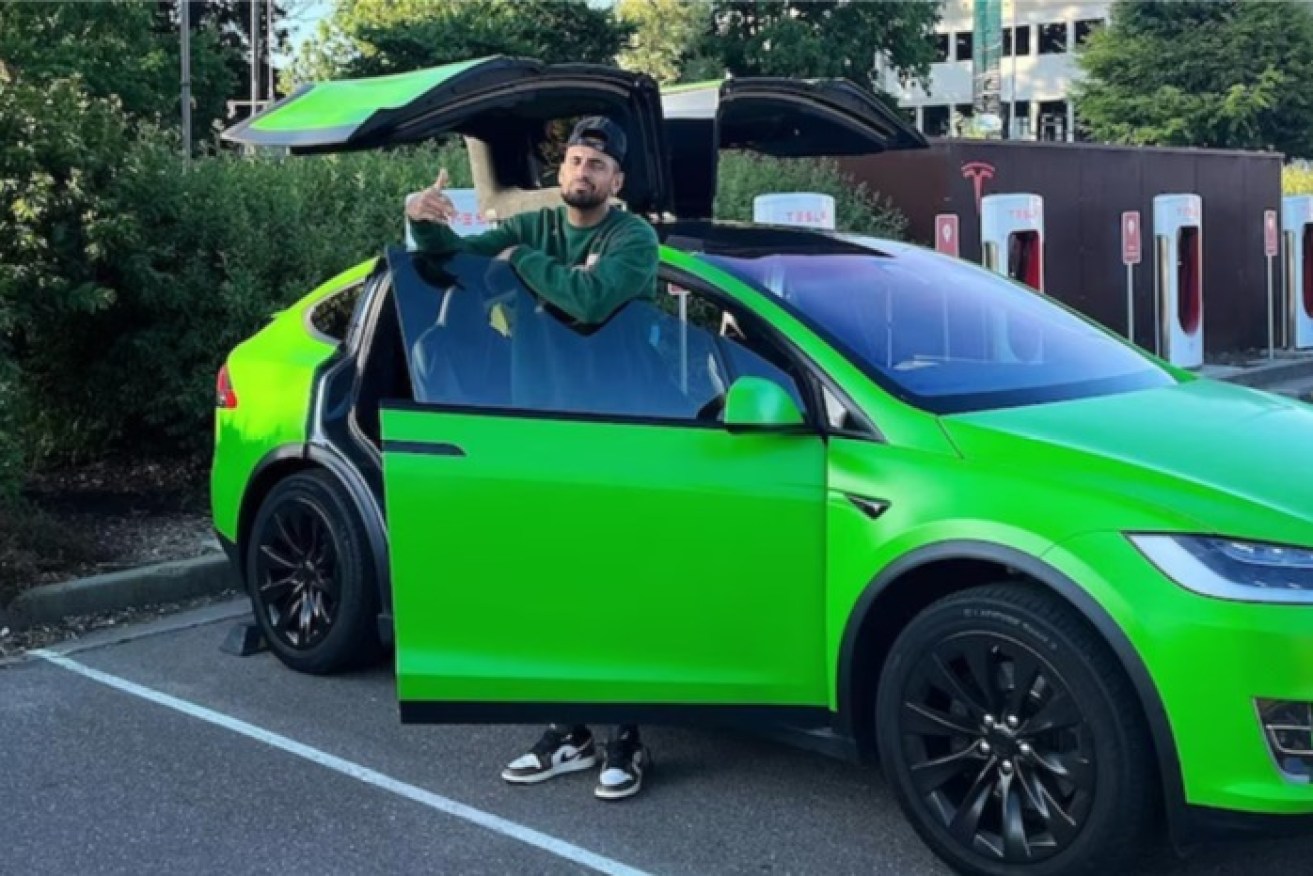 The man accused of carjacking Nick Kyrgios's Tesla has pleaded not guilty to five charges.