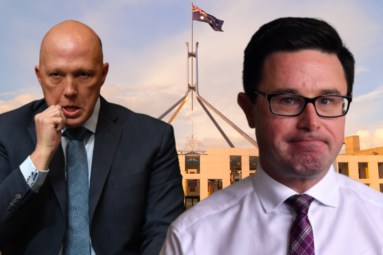 Liberal leader Peter Dutton and Nationals leader David Littleproud are at odds over the Voice. 