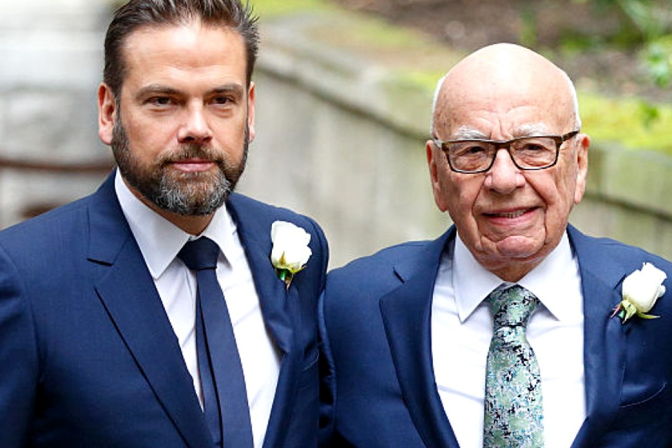 Lachlan Murdoch with his father Rupert. The Murdoch family's tight control over News Corp is under attack.
