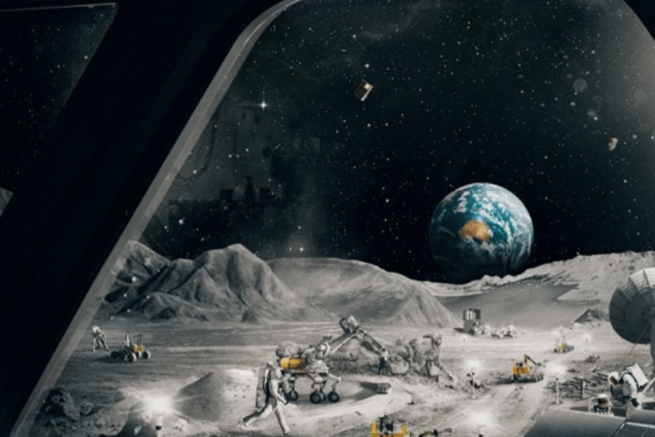 An artist imagines a lunar base built around Australian remote technologies.