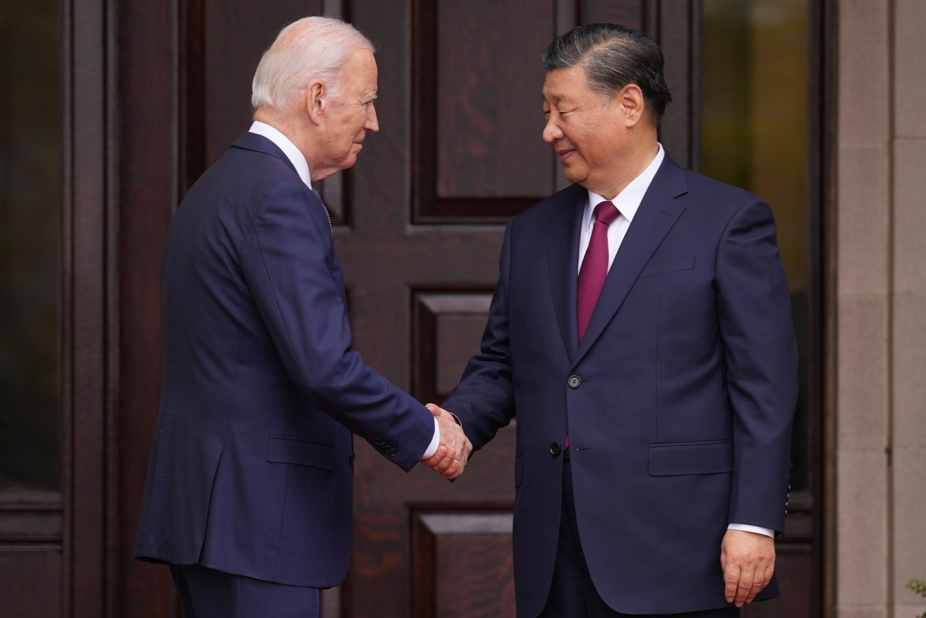 US President Joe Biden has greeted China's President President Xi Jinping in California. 