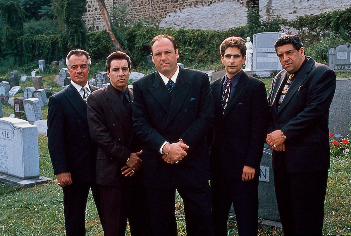 Actors from left: Tony Sirico, Steven Van Zandt, James Gandolfini, Michael Imperioli & Vincent Pastore in a publicity still for TV series 'The Sopranos', circa 1999. (Photo by Anthony Neste/Getty Images)
