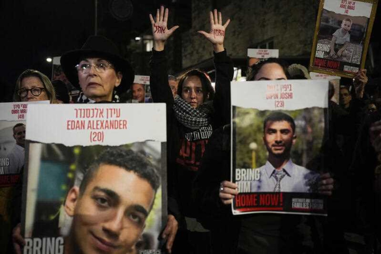 Relatives and supporters of Israeli hostages in Gaza called for their release outside the Knesset. 