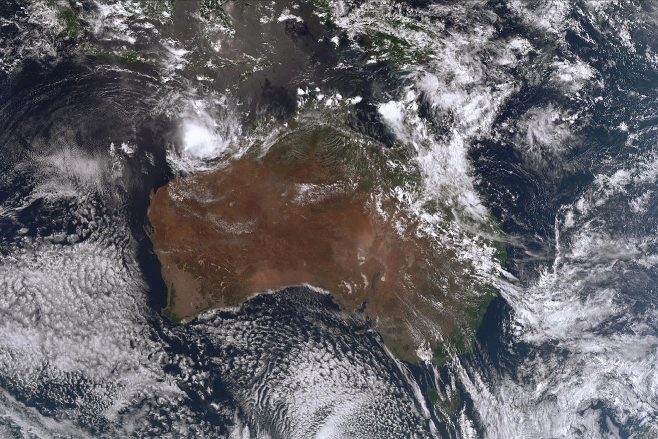 A satellite image shows ex-cyclone Lincoln poised to veer into inland WA and die.